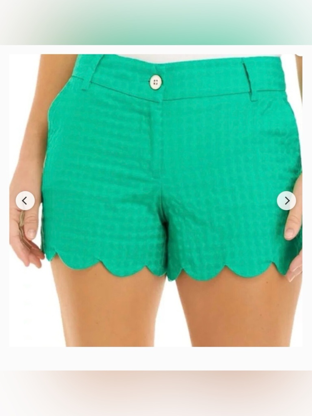 Green Scalloped Hem Shorts, Size 10P - Picture 2 of 12